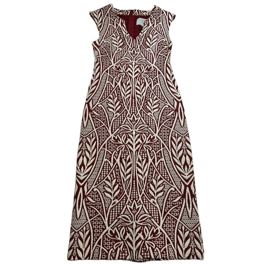 HD In Paris Dress Women’s Size 2 Heavily Embroidered Plant Floral Wiggle Style